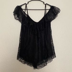 Black Gothic Lace Off the Shoulder Fancy Top